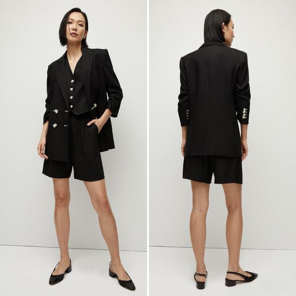 Veronica Beard Kiernan Linen Blend Dickey Blazer Jacket Black Size 0 - Picture 2 of 15
